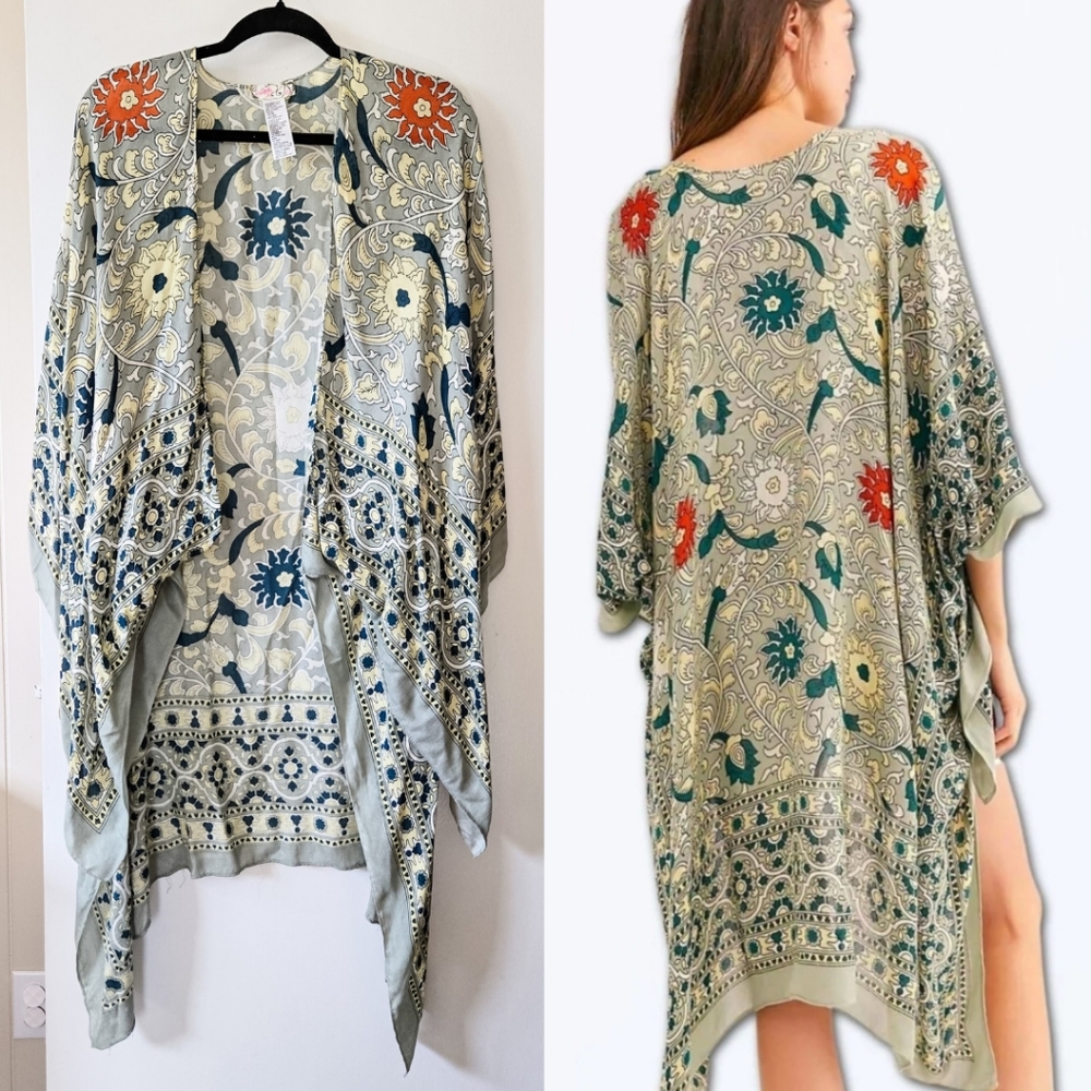 Free People Magic Dance Kimono Green Tea Combo (One Size)